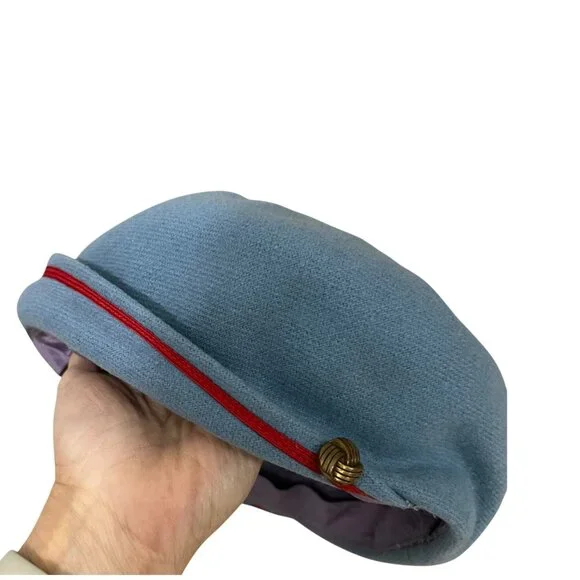60s Mode Kiddie Coats Light Blue Wool Double-Breasted Coat & Beret Union Made